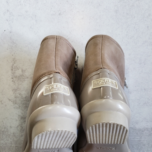 Sperry Saltwater Starlight Leather Duck Boots Metalic Dove sz 7 - Picture 3 of 4